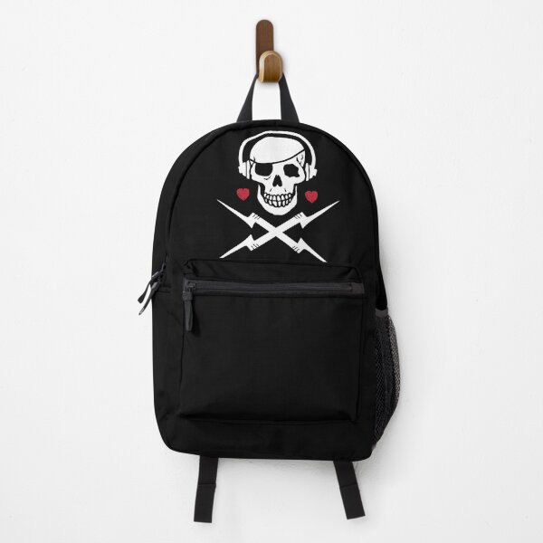 Item preview, Skull Love wearing headphones Jolly Roger Style designed and sold by blackdogshop.
