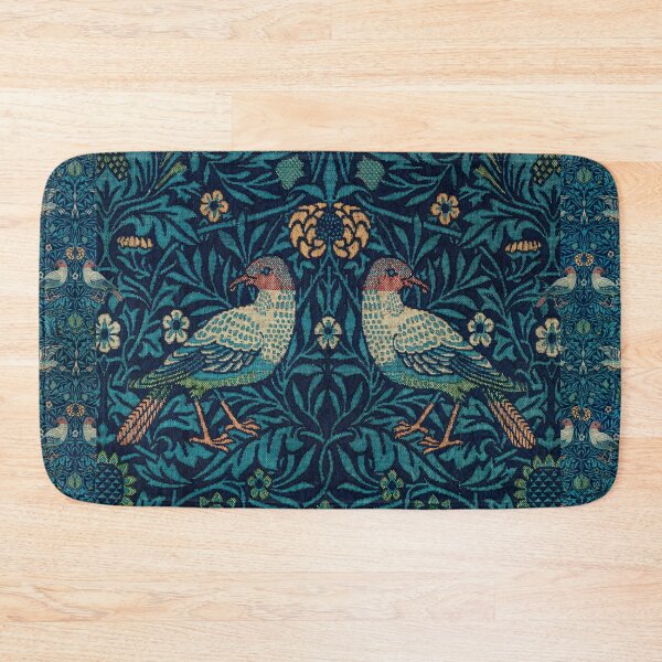 Item preview, WHITE BIRDS IN GOLD RED BLUE LEAVES ,FLOWERS Art Nouveau Floral designed and sold by BulganLumini.