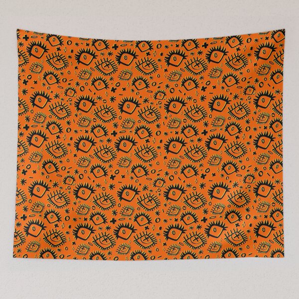 Item preview, Dark Orange Trippy Eye Doodle Pattern (Drawn With Sharpie) designed and sold by JynnDoesArt.