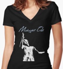 midnight oil Women's Fitted V-Neck T-Shirt