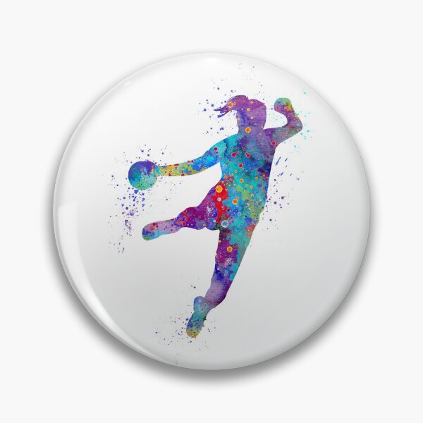 Artikelvorschau, Handball-Mädchen-buntes Aquarell-Schattenbild entworfen und verkauft von LotusGifts.