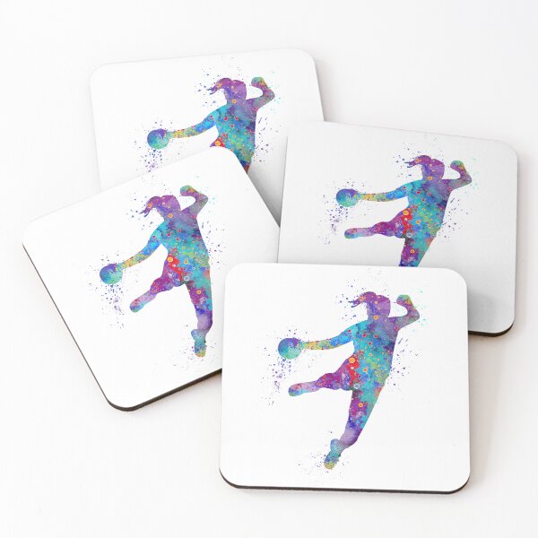Item preview, Handball Girl Colorful Watercolor Silhouette designed and sold by LotusGifts.