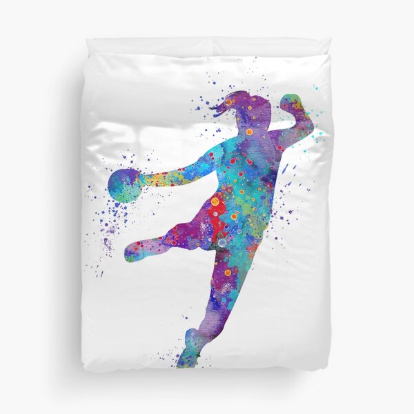 Item preview, Handball Girl Colorful Watercolor Silhouette designed and sold by LotusGifts.