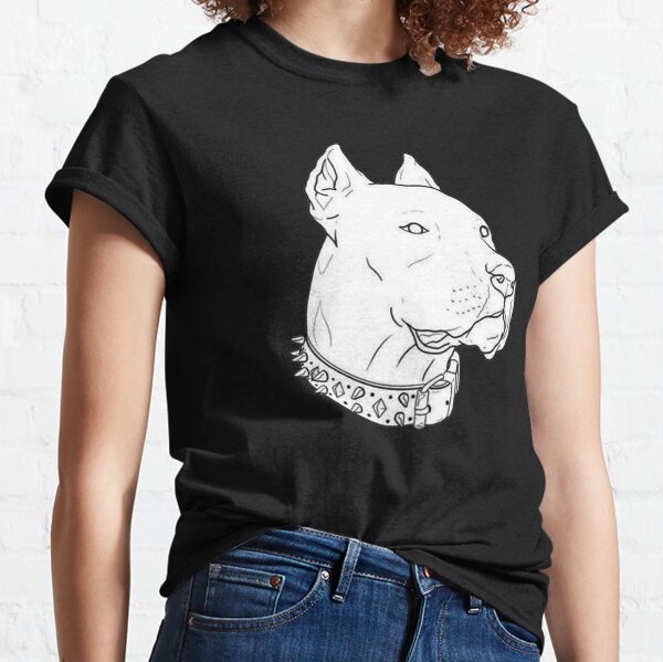 Angry Bulldog Chain Biting Spike Collar Dogs Juniors T-shirt