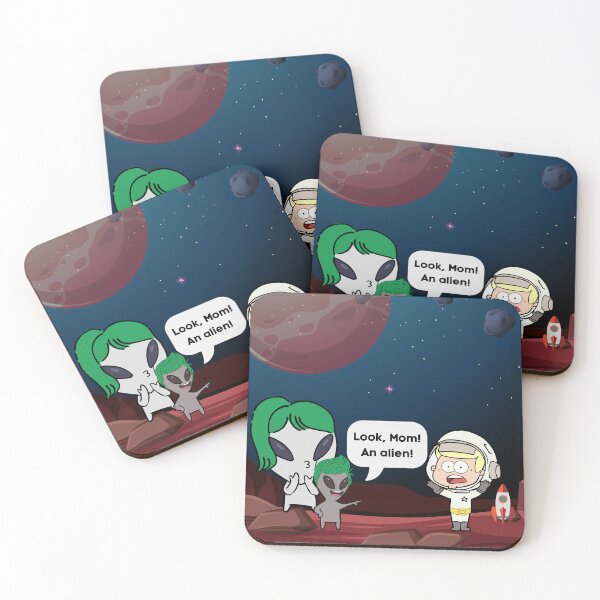 Item preview, Funny Ironic "Look, Mom! An Alien!" Martians Astronaut designed and sold by Write-to-Rebel.