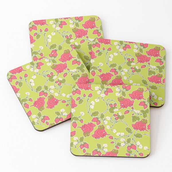 Item preview, Strawberry Frogs on Lime Green designed and sold by Cass Noel Studio.