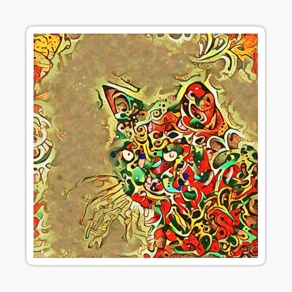 Ninja cat hiding in tropical colors Sticker