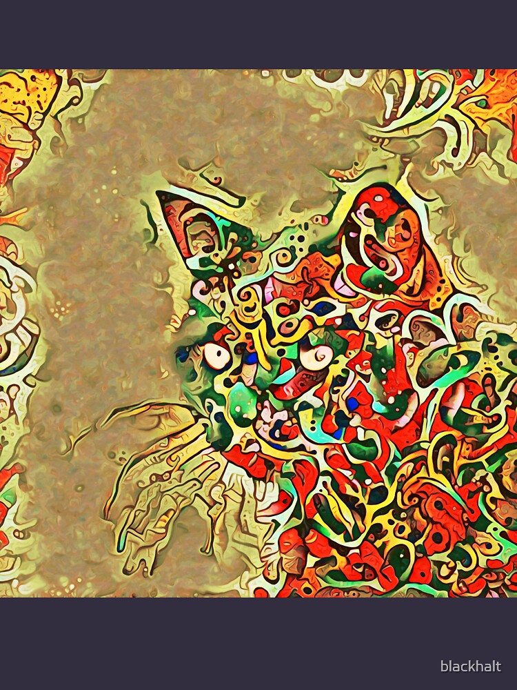 Ninja cat hiding in tropical colors by blackhalt