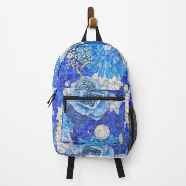 Item preview, Electric Blue and Yellow Floral Art On A Pretty Patterned Background  designed and sold by haRexia.