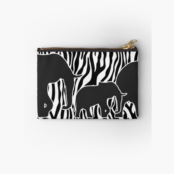 Item preview, Walking ELEPHANTS on Zebra Stripes black & white designed and sold by EDDArt.