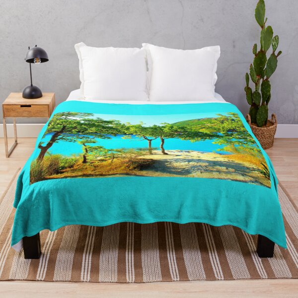 Item preview, View at Lago di Fiastra with oak trees, trunks, foliage, sunlight, waters and the Sibillini designed and sold by Kristina Drozd.