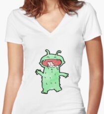 cartoon funny little monster Women's Fitted V-Neck T-Shirt
