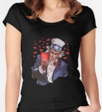 Uncle Sam Solo Cup American College Party Drinking Alcohol Women's Fitted Scoop T-Shirt