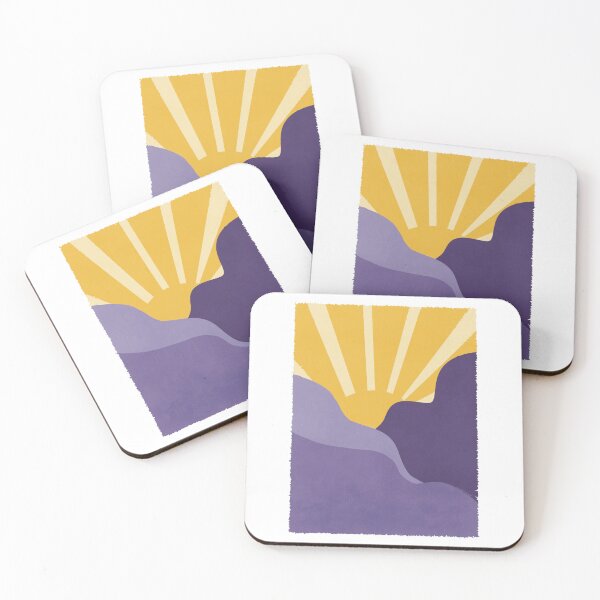 Item preview, Purple Mountains and Sun Landscape Illustration  designed and sold by WalkSimplyArt.