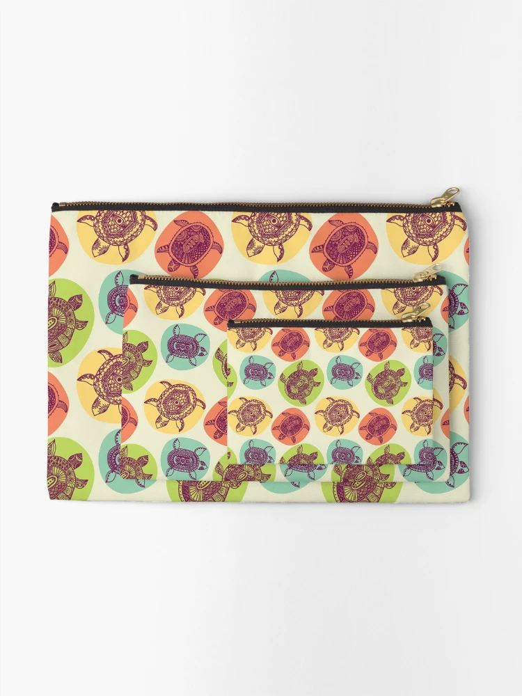 Thumbnail 2 of 4, Zipper Pouch, Mandala Shell Turtles Pattern designed and sold by EmilyFun.