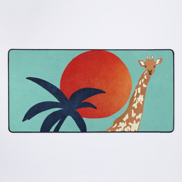 Item preview, Colorful and wield Africa giraffe with palm red sunset on turquoise background,boho collection designed and sold by InnaMGraphic.