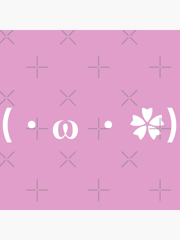 "Cute kaomoji with a flower white with a purple background" Poster by