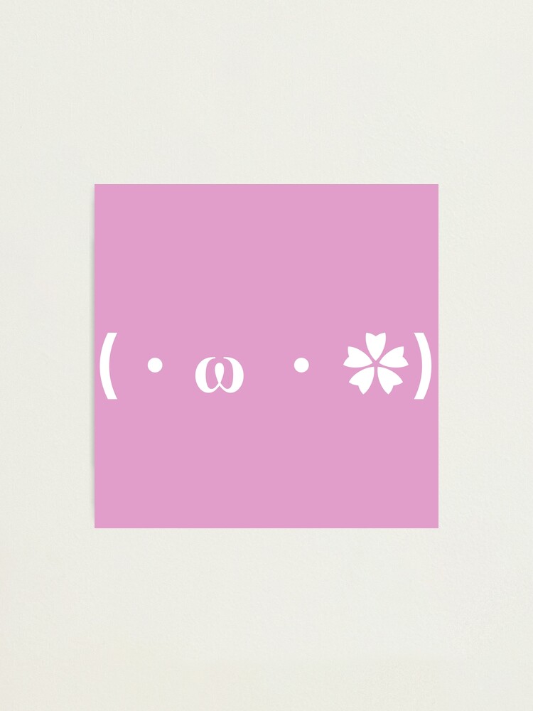 "Cute kaomoji with a flower white with a purple background