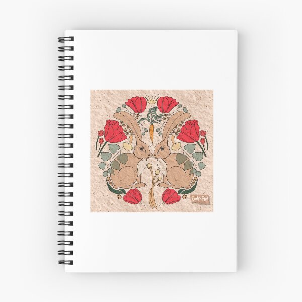 Item preview, Folksy symmetric Art,cute rabbits,flowers,mushrooms ,carrot ,crown and red tulips designed and sold by InnaMGraphic.