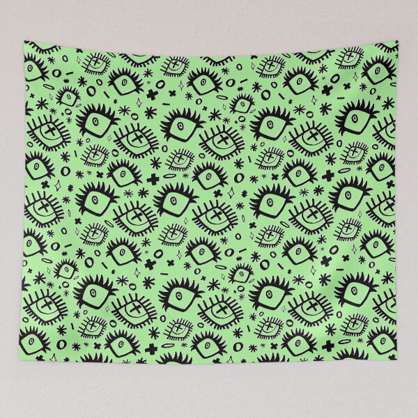 Item preview, Mint Green Trippy Eye Doodle Pattern (Drawn With Sharpie) designed and sold by JynnDoesArt.