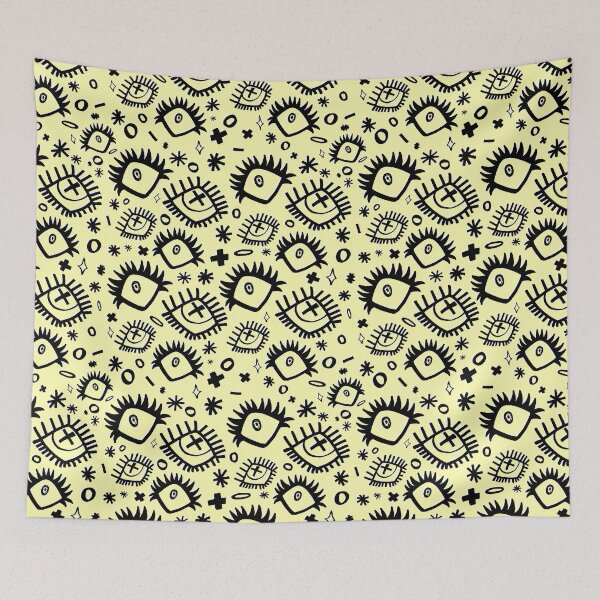 Item preview, Lemon Yellow Trippy Eye Doodle Pattern (Drawn With Sharpie) designed and sold by JynnDoesArt.