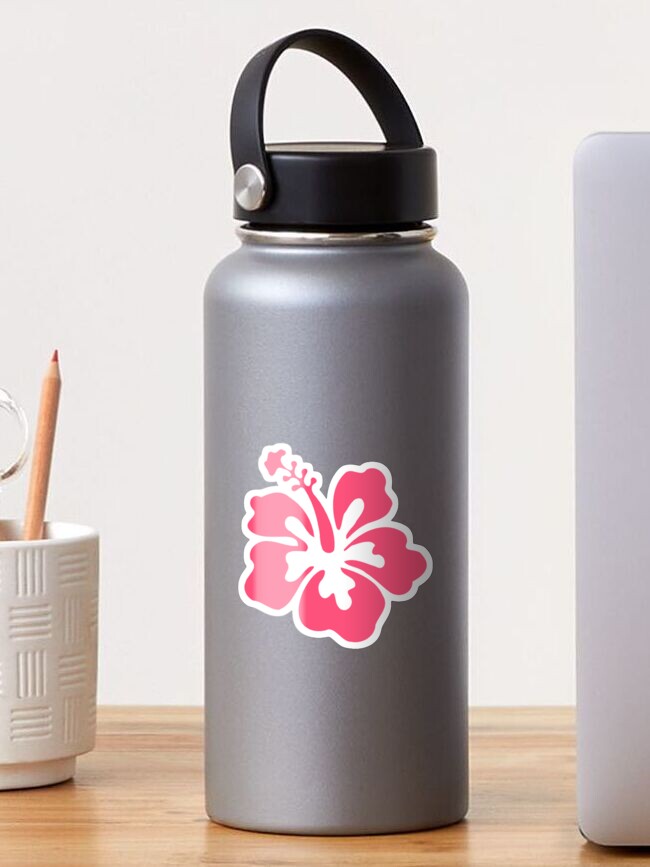 Preppy Hibiscus Design Custom Water Bottle - Laser Engraved