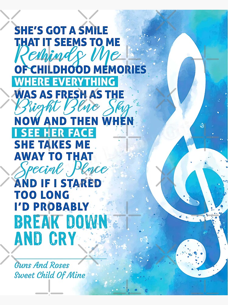 Sweet Child Of Mine Step Brothers Lyrics "Sweet Child Of Mine Song Lyrics Poster Gift - Sweet Child Of Mine 1987
