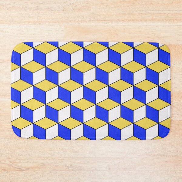Item preview, Blue Yellow 3D-Look Cubism Geometric Pattern designed and sold by SeaChangeDesign.