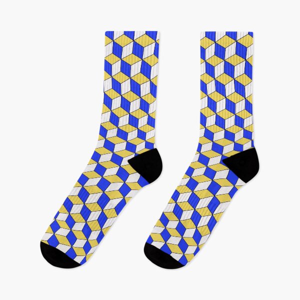 Item preview, Blue Yellow 3D-Look Cubism Geometric Pattern designed and sold by SeaChangeDesign.