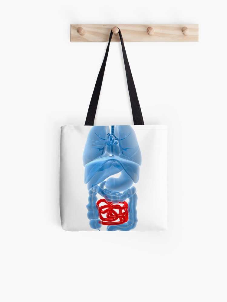 small red tote bag