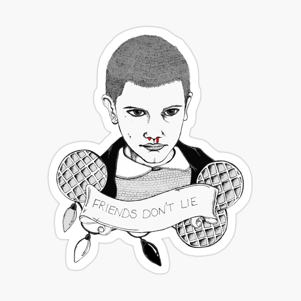 friends don t lie stranger things eleven portrait grey photographic print for sale by jennibella redbubble