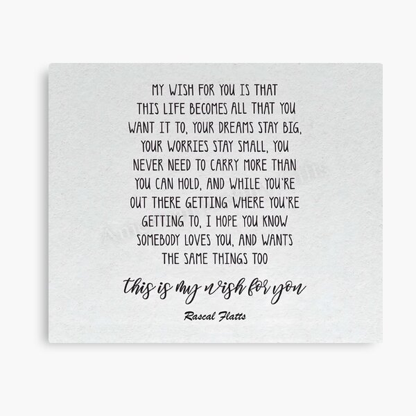 Lyrics For My Wish For You My Wish For You Song Lyrics Poster Gift - My Wish For You Song 2006" Canvas  Print By Paulaspringart | Redbubble