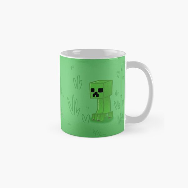 Minecraft Creeper Face Coffee Green Mojang Jinx Video Game 8 oz square mug.