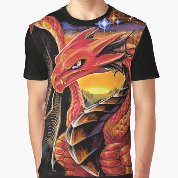 Mens Oversized Unique Red Dragon Graphic Printed T-shirt Made in