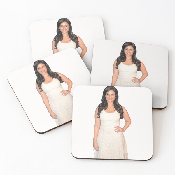 Item preview, Smiling woman wearing white sleeveless scoop, neck dress holding waist, Parineeti Chopra Bollywood Actor, Parineeti Chopra, Desi Lady designed and sold by Shop-ArtGallery.