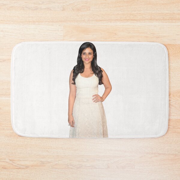 Item preview, Smiling woman wearing white sleeveless scoop, neck dress holding waist, Parineeti Chopra Bollywood Actor, Parineeti Chopra, Desi Lady designed and sold by Shop-ArtGallery.