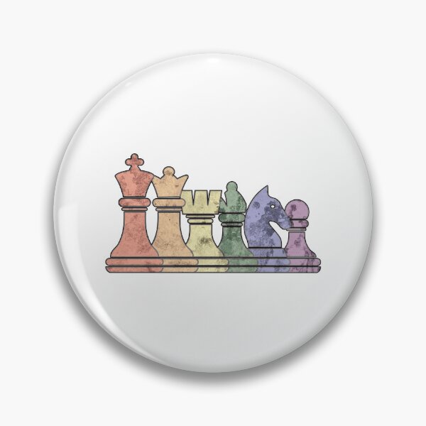 Item preview, Distressed Retro Chess Pieces in a Rainbow Row designed and sold by Happy Puppy Print On Demand.