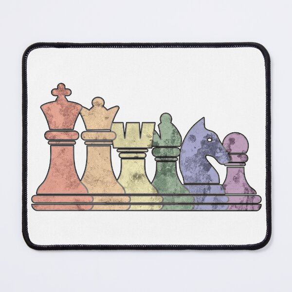 Item preview, Distressed Retro Chess Pieces in a Rainbow Row designed and sold by Happy Puppy Print On Demand.