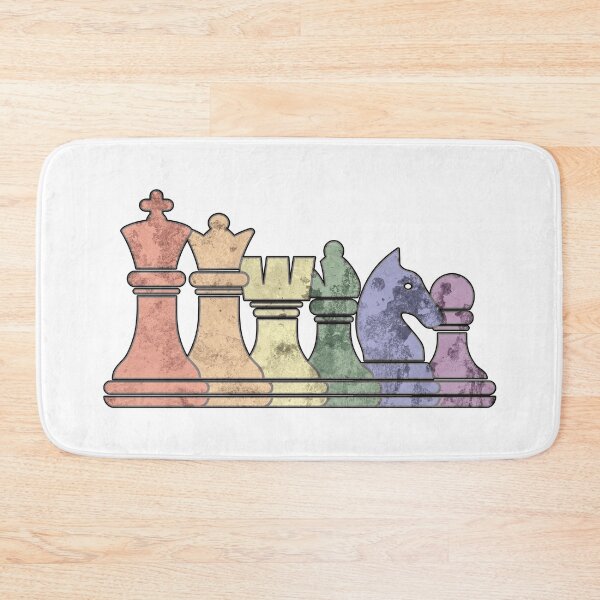 Item preview, Distressed Retro Chess Pieces in a Rainbow Row designed and sold by Happy Puppy Print On Demand.