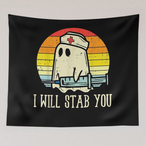 Item preview, Lucky I Will Stab You Ghost Nurse Retro Funny Halloween For Nurses Everyone designed and sold by JermaineCutest.