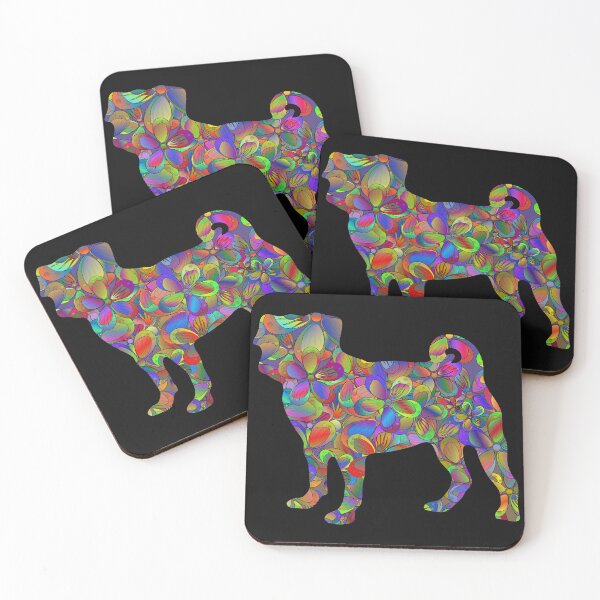 Item preview, Floral Pug Silhouette designed and sold by Pugstuff.