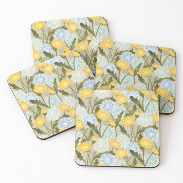 Item preview, Lacy Blue and Golden Yellow Dandelion Weeds designed and sold by MilaMooDesigns.