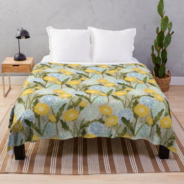 Item preview, Lacy Blue and Golden Yellow Dandelion Weeds designed and sold by MilaMooDesigns.