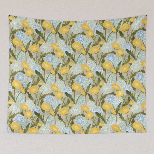 Item preview, Lacy Blue and Golden Yellow Dandelion Weeds designed and sold by MilaMooDesigns.