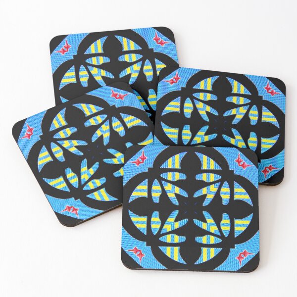 Item preview,  GEOMETRIC ABSTRACT MASK PATTERN WITH ARUBAN FLAG COLORS - ARRUBA ONE HAPPY ISLAND 6. designed and sold by Ralek.