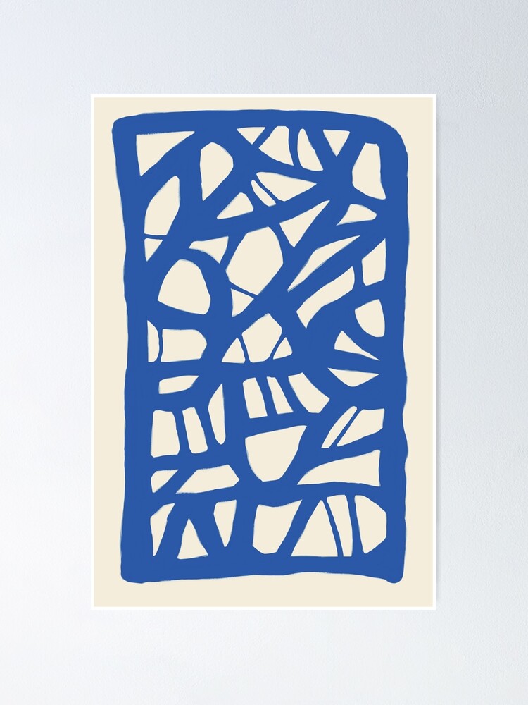 "Modern blue abstract line drawing. " Poster for Sale by MittAtelier