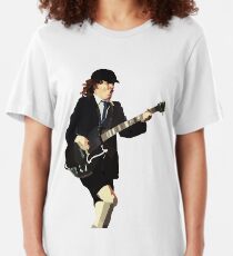 Low Polygon Portrait of Angus Young Slim Fit T-Shirt