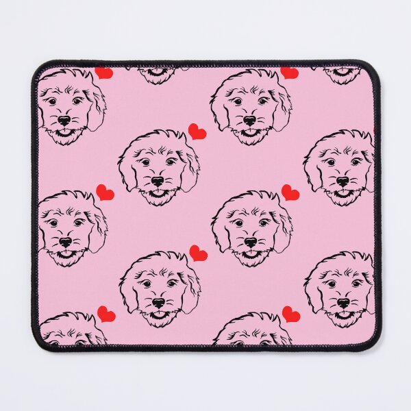 Item preview, Mini Goldendoodle head with a red heart designed and sold by goldendoodlepup.