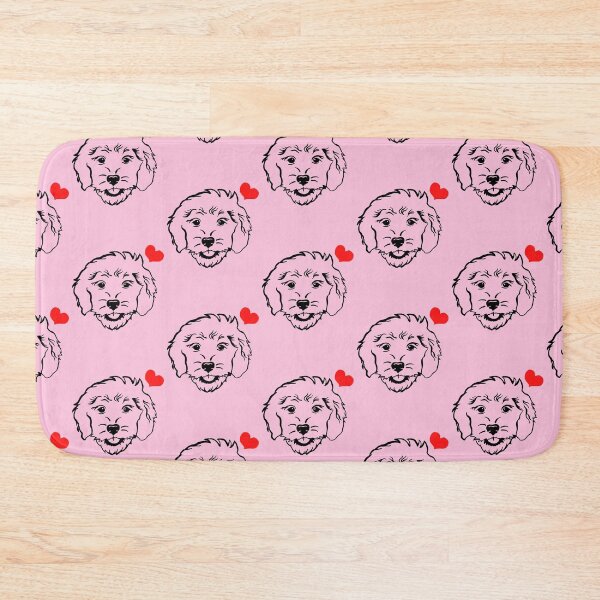 Item preview, Mini Goldendoodle head with a red heart designed and sold by goldendoodlepup.