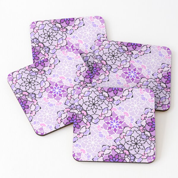 Item preview, Purple, pink, black, and white flower tessellations designed and sold by ValliaRose.
